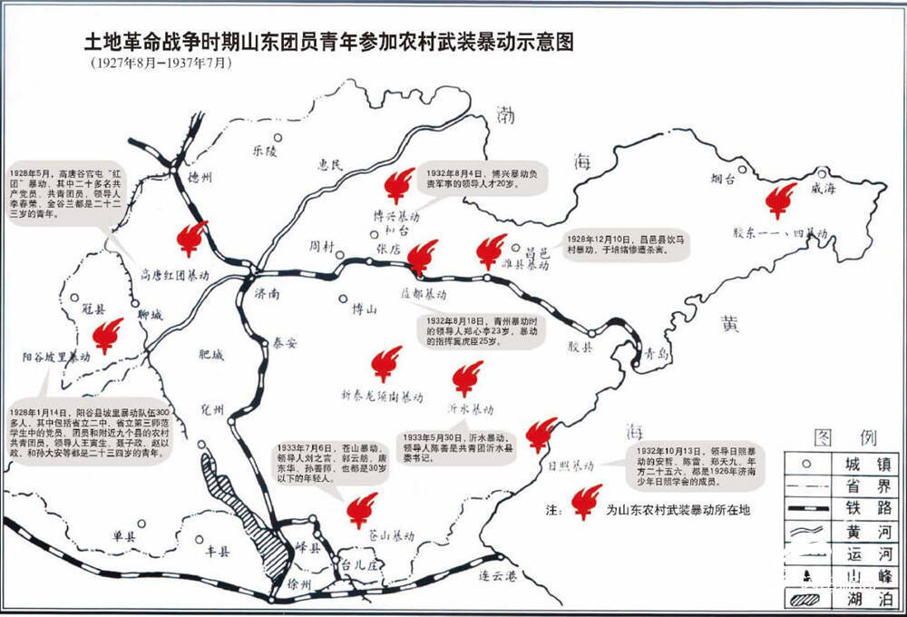 图/土地革命战争时期山东团员青年参加农村武装暴动示意图。
